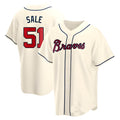 Elroe A.Braves #51 Chris Sale Player Cream Alternate Replica Stitched Jerseys