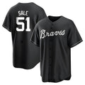 Elroe A.Braves #51 Chris Sale Player White&Black Replica Stitched Jerseys