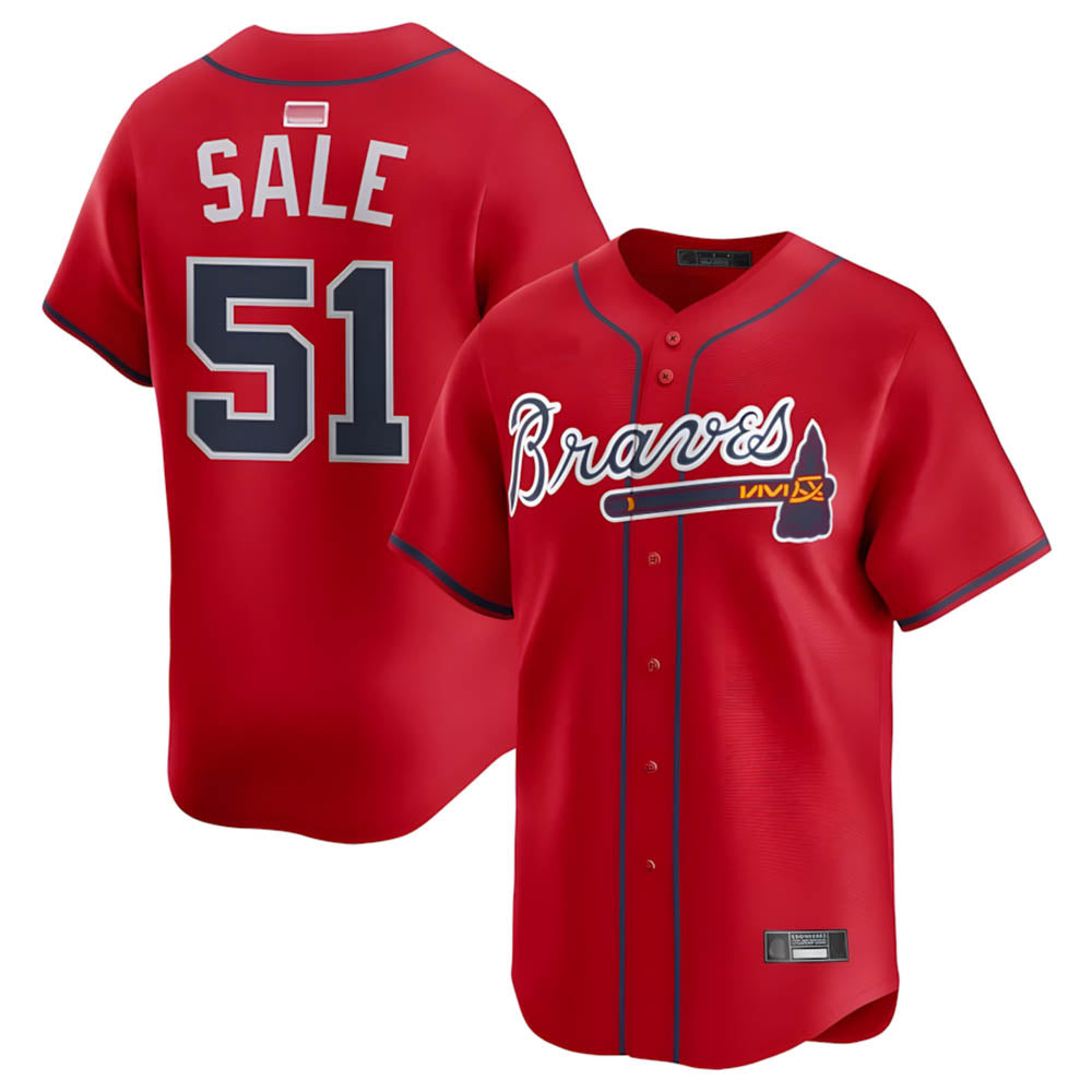 Elroe A.Braves #51 Chris Sale Player Red Alternate Limited Stitched Jerseys