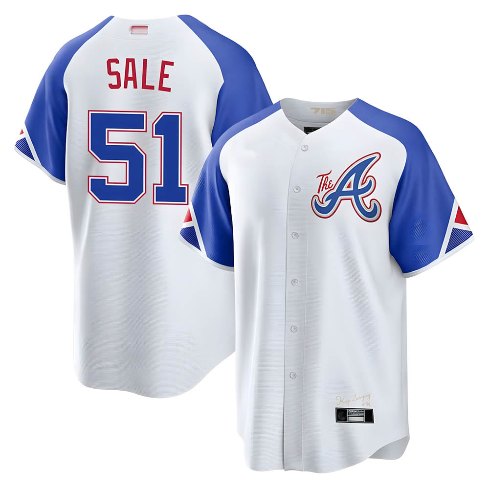 Elroe A.Braves #51 Chris Sale Player White City Connect Limited Stitched Jerseys