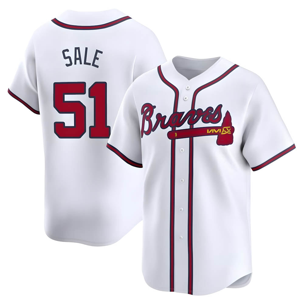 Elroe A.Braves #51 Chris Sale Player White Limited Home Stitched Jerseys