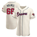Elroe A.Braves #66 Grant Holmes Player Cream Authentic Alternate Stitched Jerseys