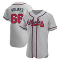 Elroe A.Braves #66 Grant Holmes Player Gray Authentic Road Stitched Jerseys