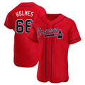 Elroe A.Braves #66 Grant Holmes Player Red Authentic Alternate Stitched Jerseys
