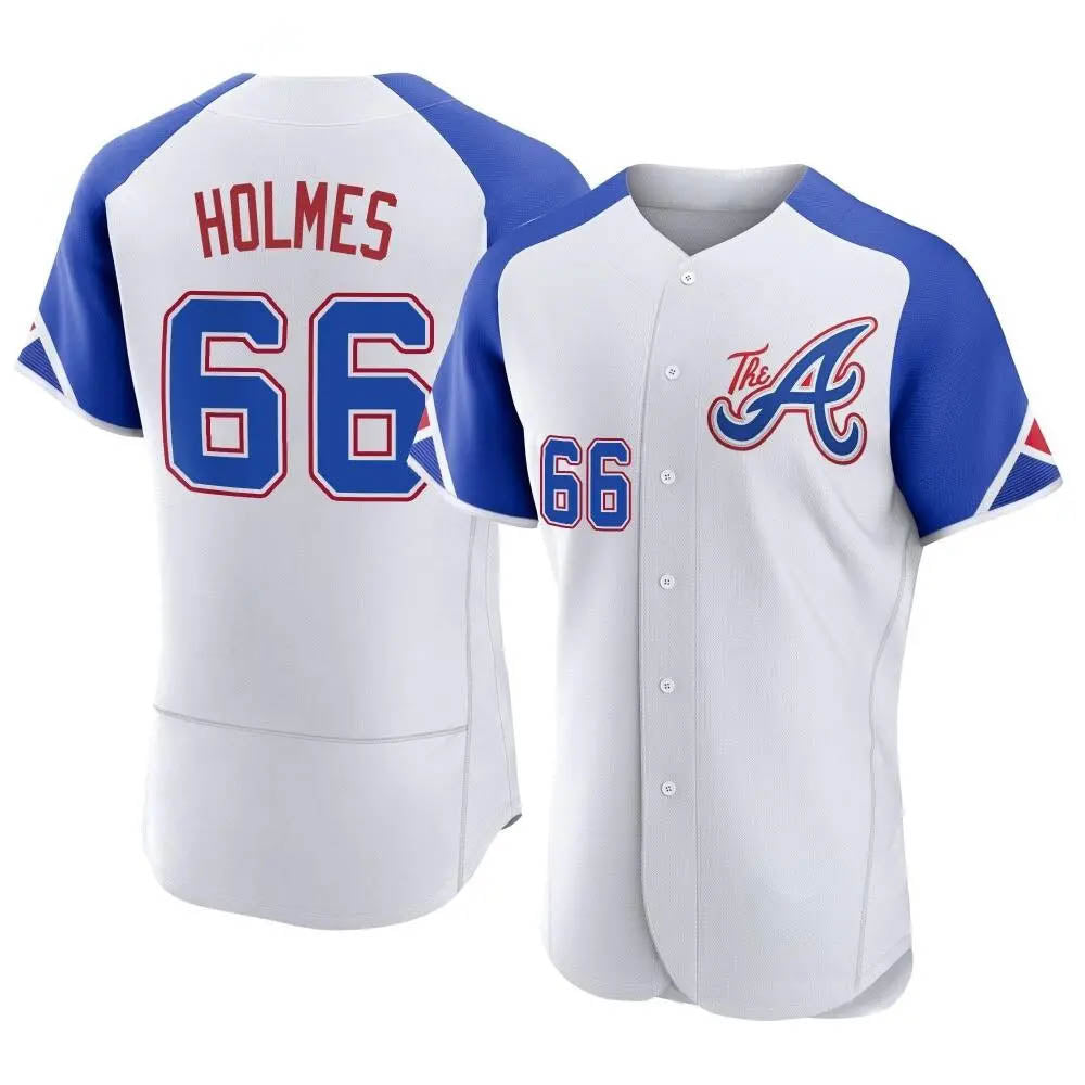 Elroe A.Braves #66 Grant Holmes Player White Authentic City Connect Stitched Jerseys