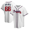 Elroe A.Braves #66 Grant Holmes Player White Replica Home Stitched Jerseys
