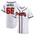 Elroe A.Braves #66 Grant Holmes Player White&Gold Authentic Program Stitched Jerseys