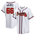 Elroe A.Braves #66 Grant Holmes Player White&Gold Replica Program Stitched Jerseys