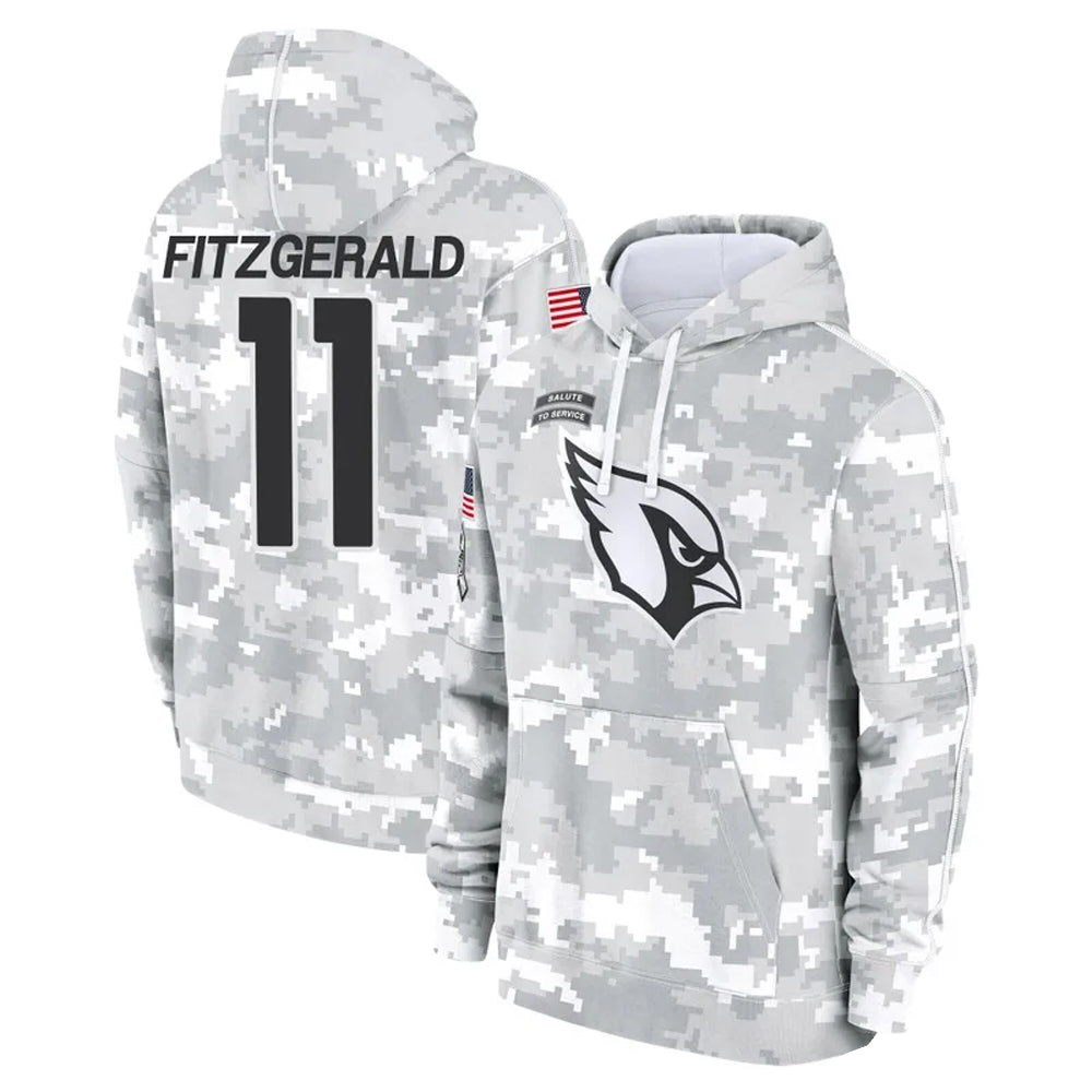 Elroe A.Cardinals #11 Larry Fitzgerald Player Arctic Camo Salute to Service Limited Hoodie Stitched Jerseys