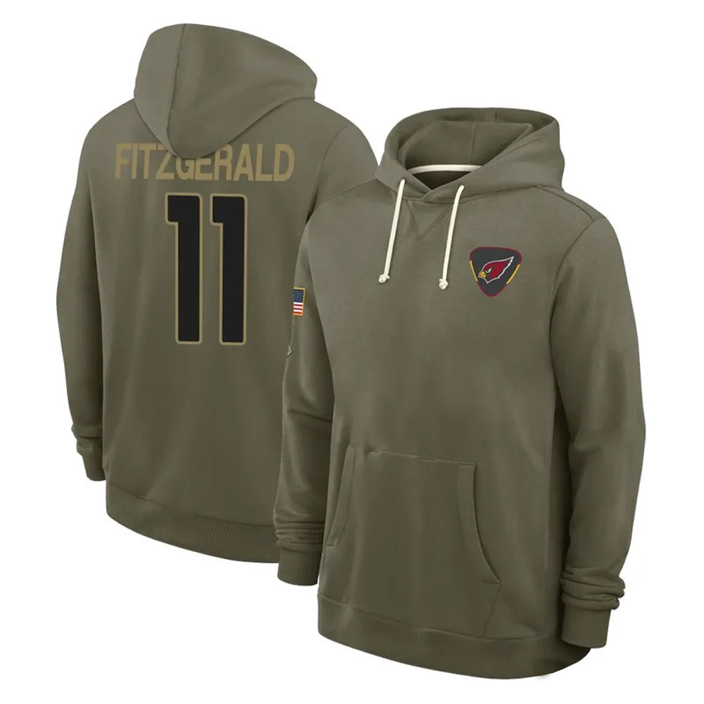 Elroe A.Cardinals #11 Larry Fitzgerald Player Olive Salute to Service Hoodies Stitched Jerseys