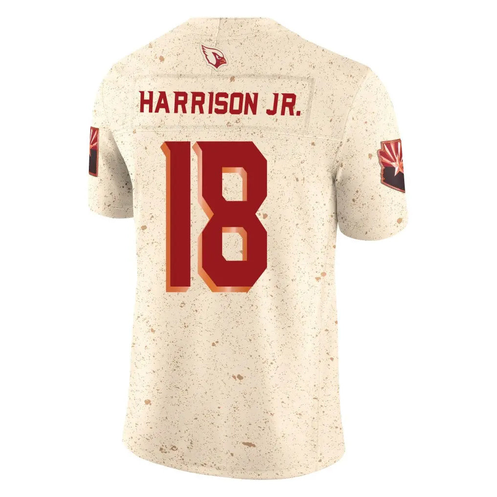 Elroe A.Cardinals #18 Marvin Harrison Jr. Player Cream Rivalries Collection Vapor Limited Home Game Stitched Jerseys