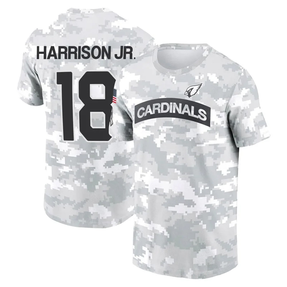 Elroe A.Cardinals #18 Marvin Harrison Jr. Player Salute to Service Hoodies & T-Shirts Stitched Jerseys