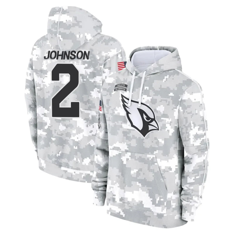Elroe A.Cardinals #2 Will Johnson Player Camo Salute to Service Hoodies Stitched Jerseys
