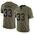 Elroe A.Cardinals #33 Trey Benson Player Olive Salute To Service Limited Game Stitched Jerseys