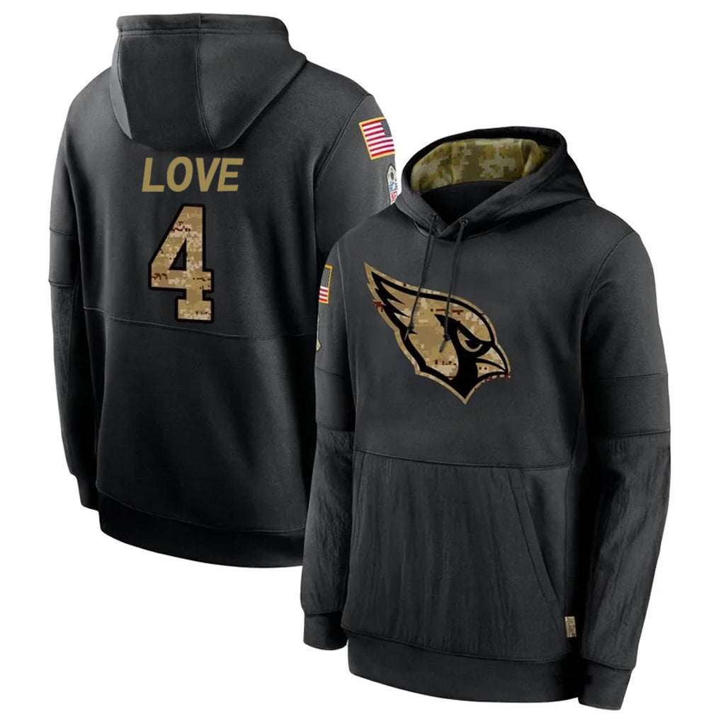 Elroe A.Cardinals #4 Jeremiyah Love Player Black Salute to Service Limited Hoodies Football Jerseys