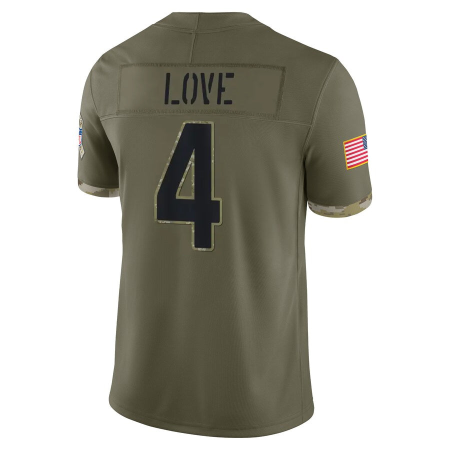 Elroe A.Cardinals #4 Jeremiyah Love Player Olive Salute To Service Limited Home Game Stitched Jerseys