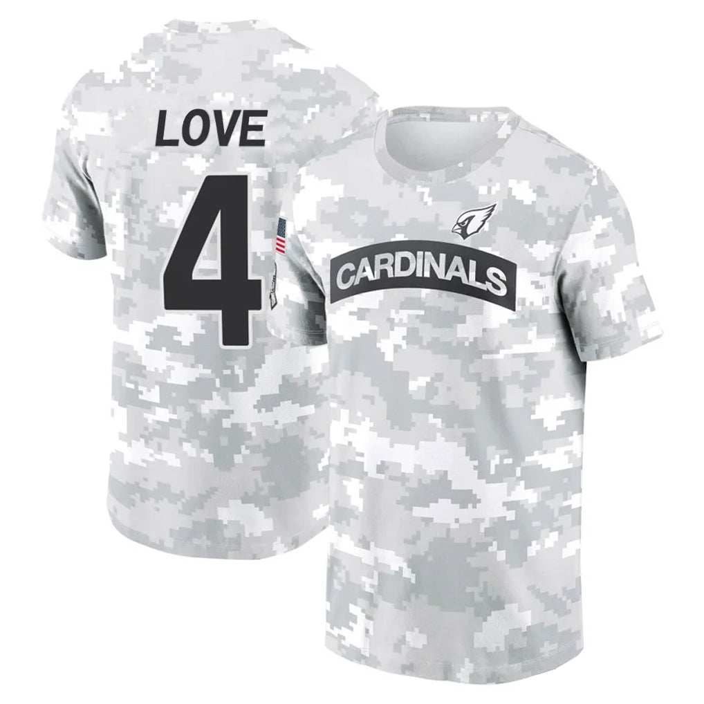 Elroe A.Cardinals #4 Jeremiyah Love Player Salute to Service Hoodies & T-Shirts Football Jerseys
