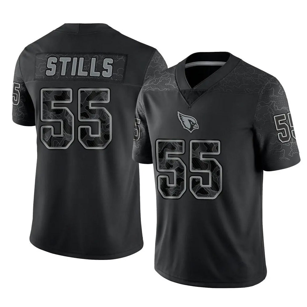 Elroe A.Cardinals #55 Dante Stills Player Black RFLCTV Limited Home Game Stitched Jerseys