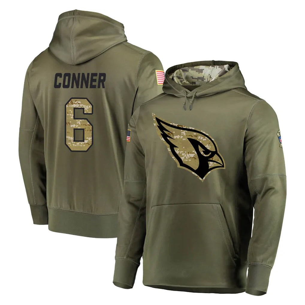Elroe A.Cardinals #6 James Conner Player Olive Salute to Service Limited Hoodie Stitched Jerseys