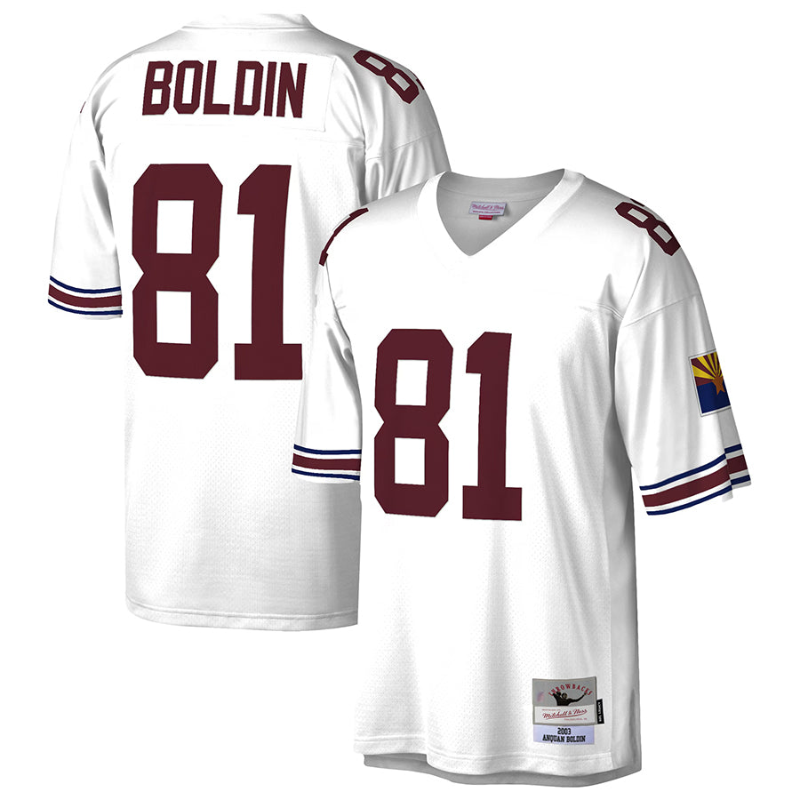 Elroe A.Cardinals #81 Anquan Boldin Player Mitchell & Ness White Legacy Replica Stitched Jerseys