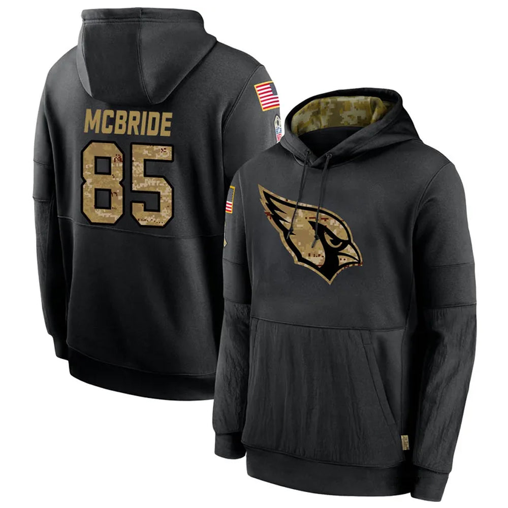 Elroe A.Cardinals #85 Trey McBride Player Black Salute to Service Hoodies Stitched Jerseys