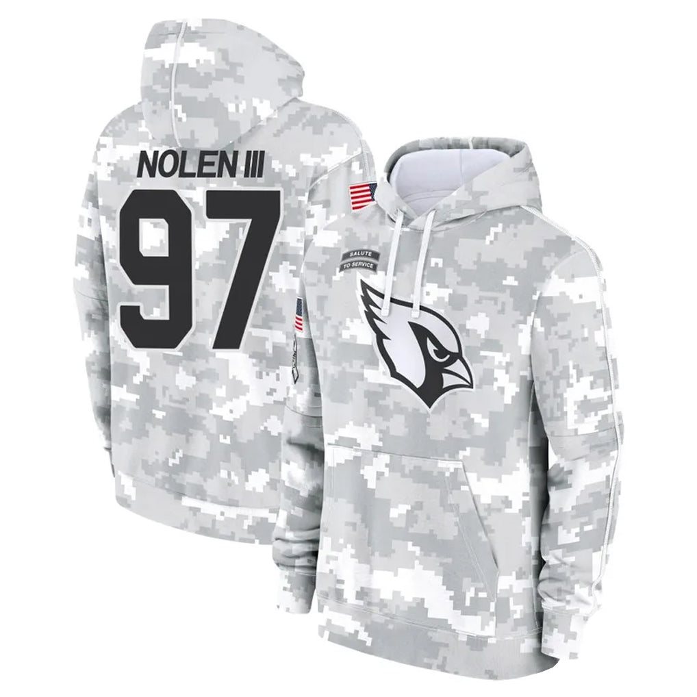 Elroe A.Cardinals #97 Walter Nolen Player Arctic Camo Salute to Service Limited Hoodies Stitched Jerseys