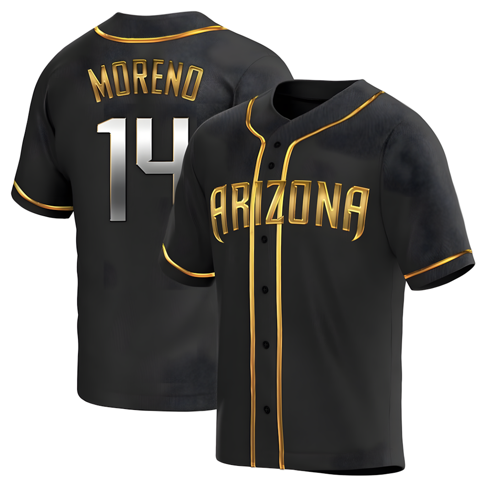 Elroe A.Diamondbacks #14 Gabriel Moreno Player Black Golden Replica Alternate Stitched Jerseys