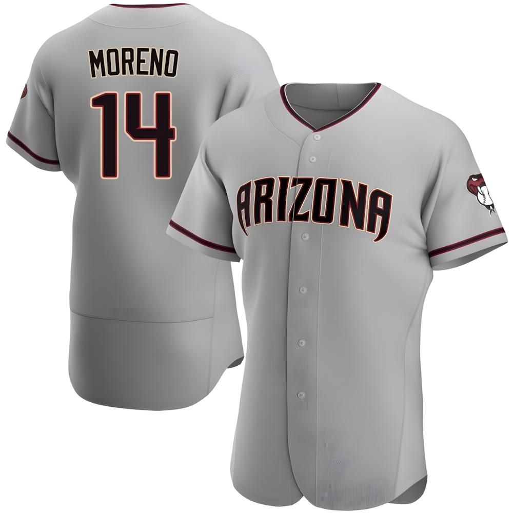 Elroe A.Diamondbacks #14 Gabriel Moreno Player Gray Authentic Road Stitched Jerseys