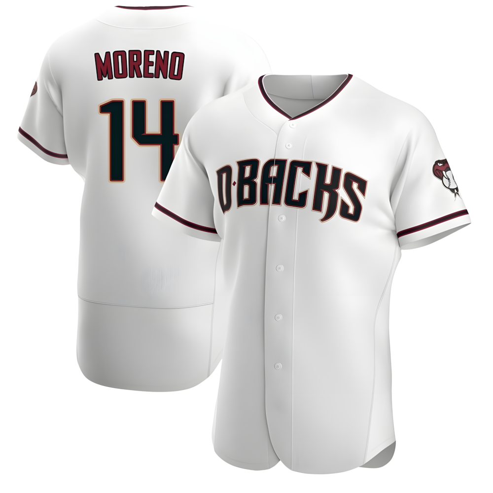 Elroe A.Diamondbacks #14 Gabriel Moreno Player White Crimson Home Stitched Jerseys