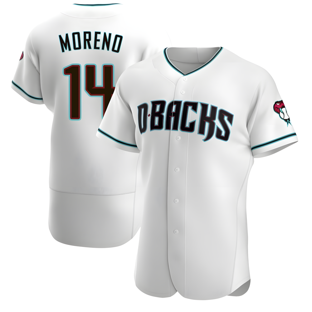 Elroe A.Diamondbacks #14 Gabriel Moreno Player White Teal Alternate Stitched Jerseys
