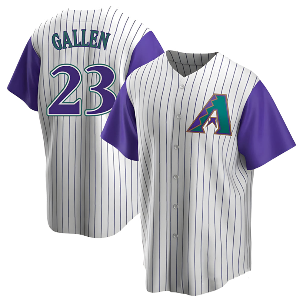 Elroe A.Diamondbacks #23 Zac Gallen Player White-Purple Replica Stitched Jerseys