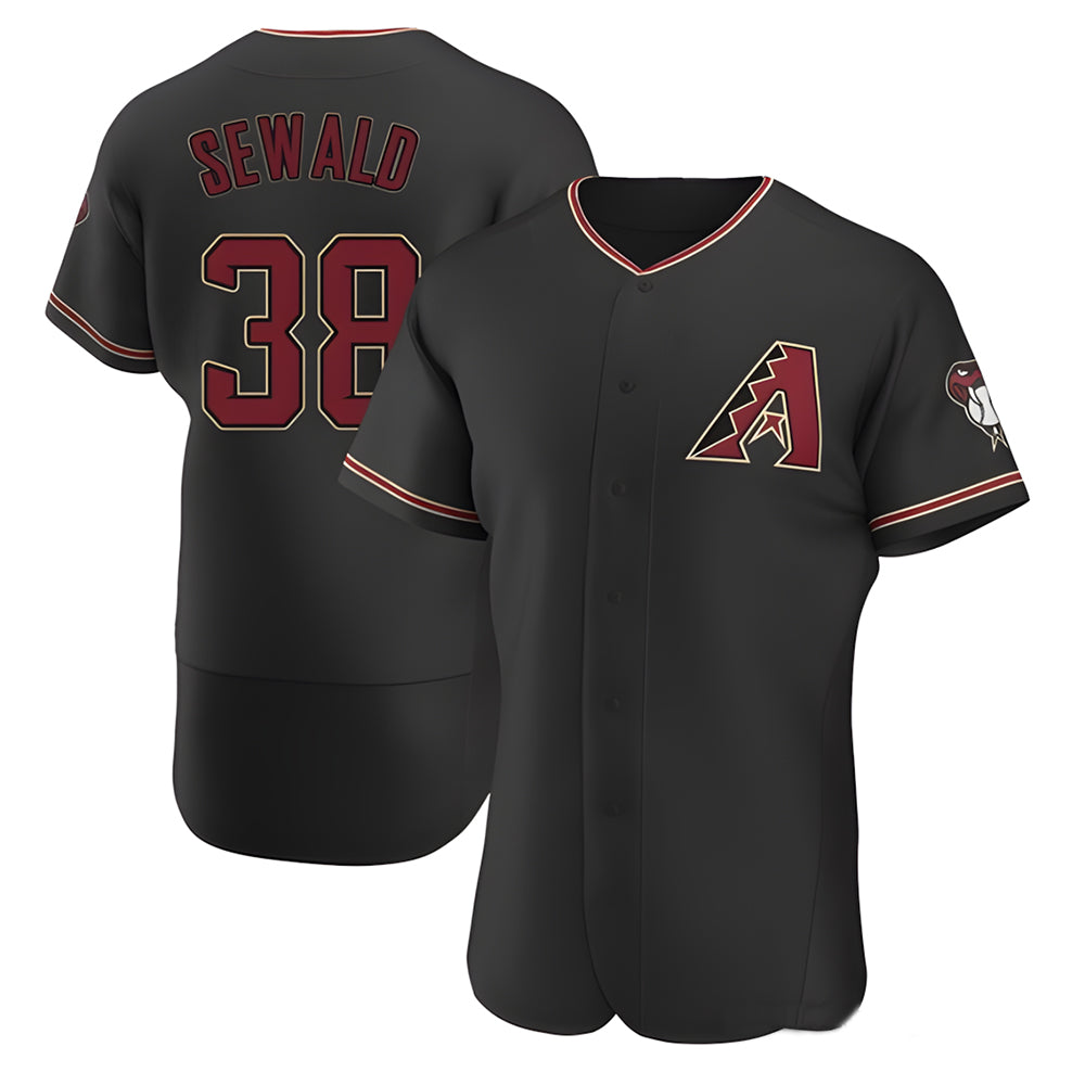 Elroe A.Diamondbacks #38 Paul Sewald Player  Black Alternate Authentic Stitched Jersey
