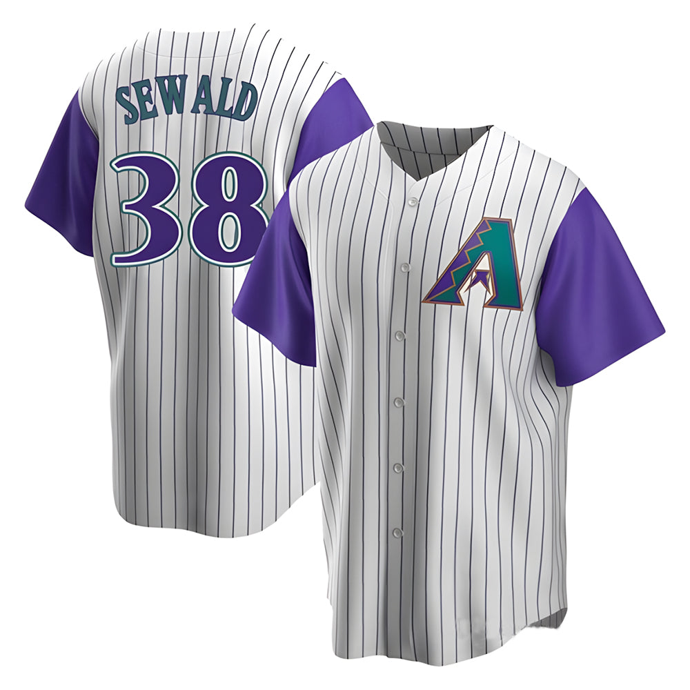 Elroe A.Diamondbacks #38 Paul Sewald Player  Cream Purple Alternate Cooperstown Collection Stitched Jersey