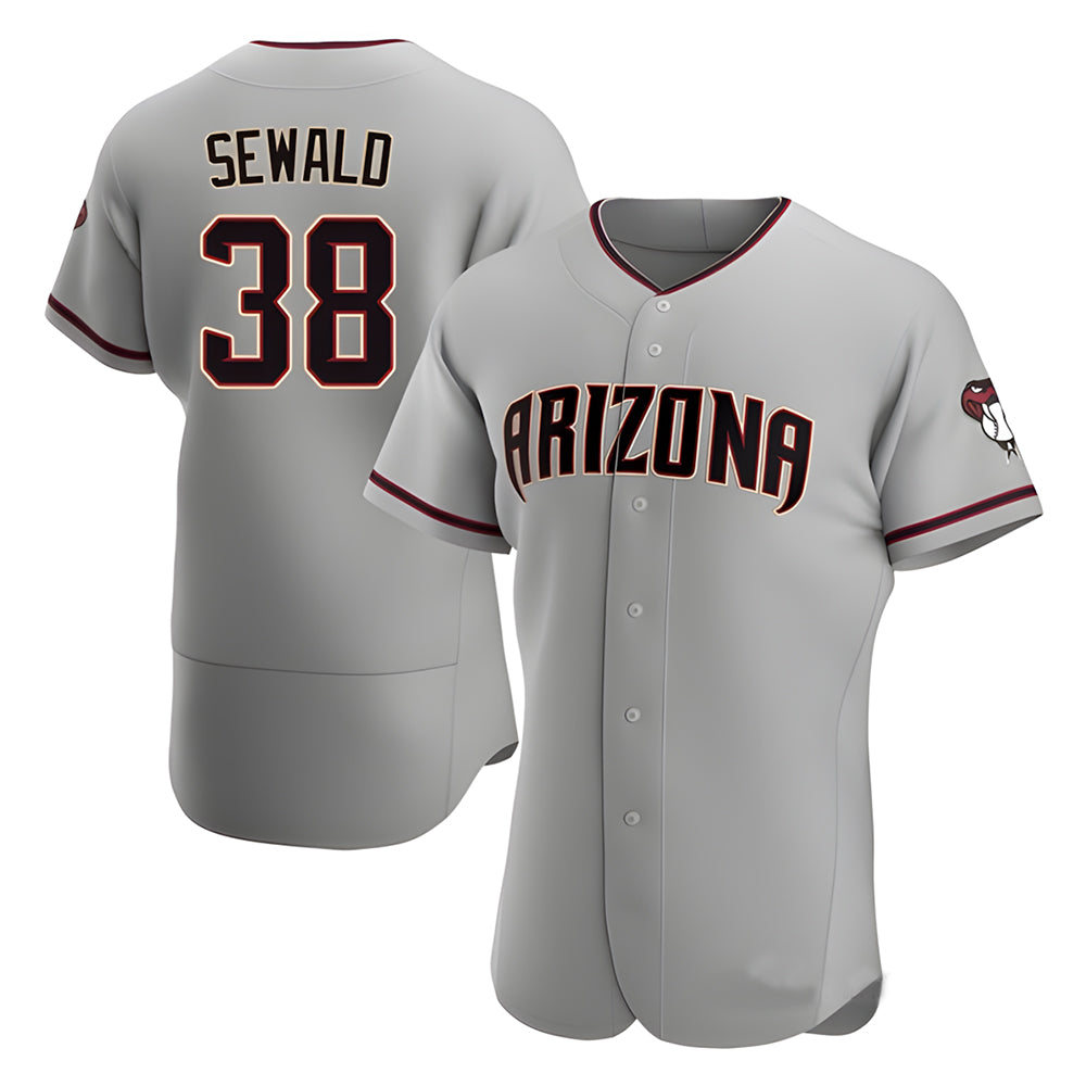 Elroe A.Diamondbacks #38 Paul Sewald Player Gray Authentic Road Stitched Jersey