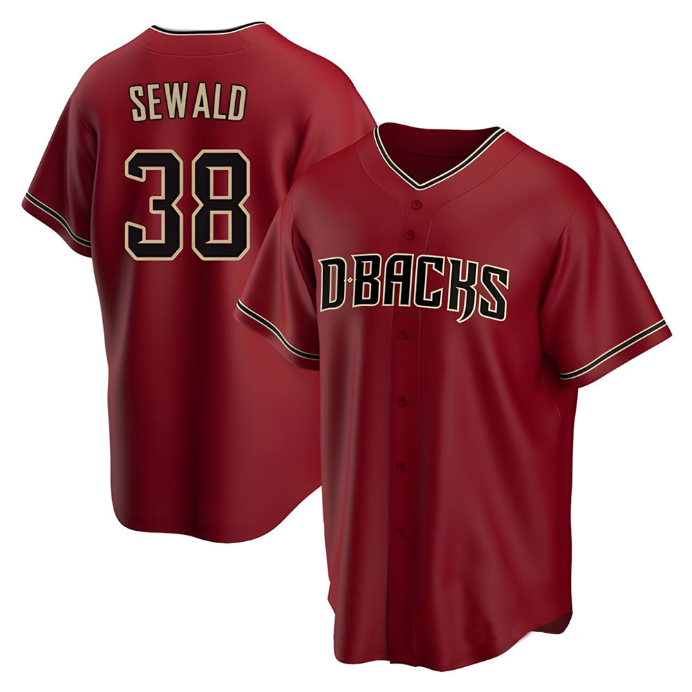 Elroe A.Diamondbacks #38 Paul Sewald Player Red Alternate Replica Stitched Jersey
