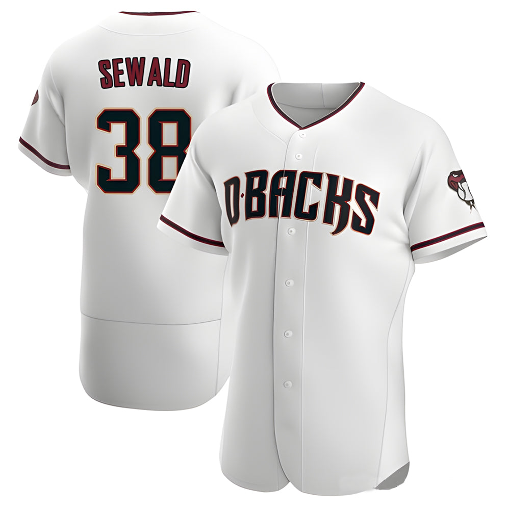Elroe A.Diamondbacks #38 Paul Sewald Player White Authentic Crimson Home Stitched Jersey