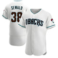Elroe A.Diamondbacks #38 Paul Sewald Player White Teal Authentic Alternate Stitched Jersey