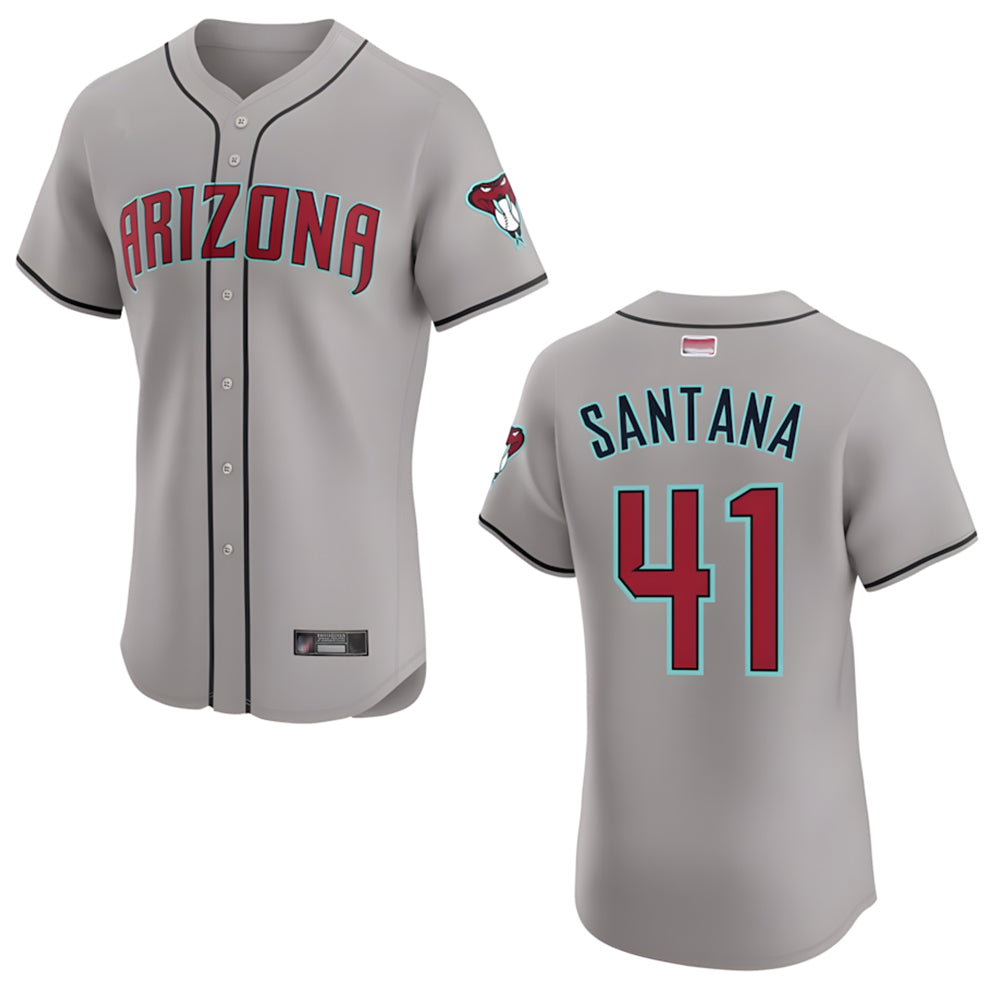 Elroe A.Diamondbacks #41 Carlos Santana Player Gray game time Stitched Jersey