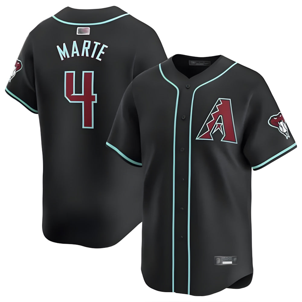 Elroe A.Diamondbacks #4 Ketel Marte Player Black Replica Game Stitched Jerseys