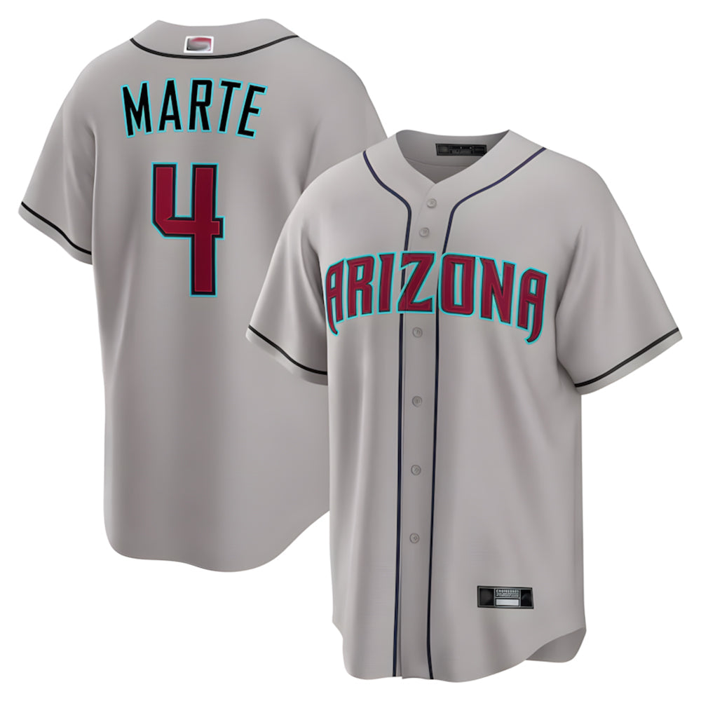 Elroe A.Diamondbacks #4 Ketel Marte Player Gray Home Game Stitched Jerseys