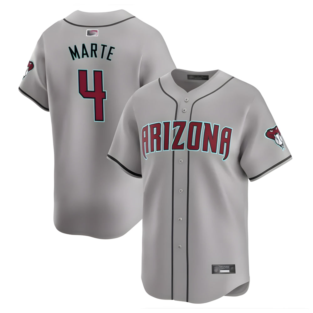 Elroe A.Diamondbacks #4 Ketel Marte Player Gray Replica Game Stitched Jerseys