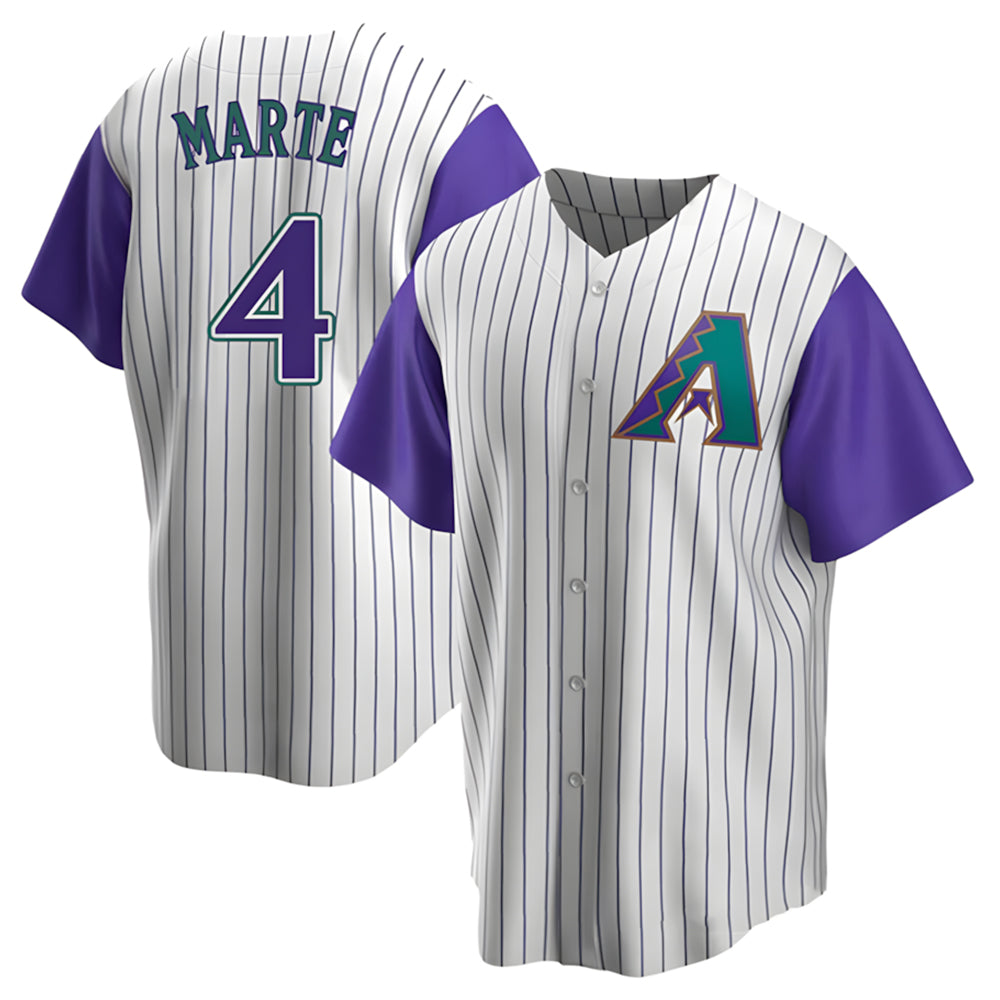 Elroe A.Diamondbacks #4 Ketel Marte Player White-Purple Limited Stitched Jerseys