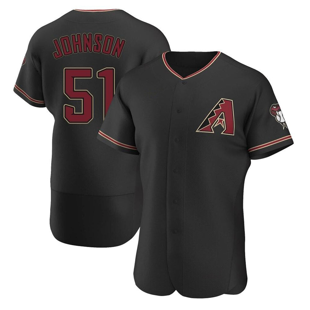 Elroe A.Diamondbacks #51 Randy Johnson Player Black Authentic Alternate Stitched Jerseys