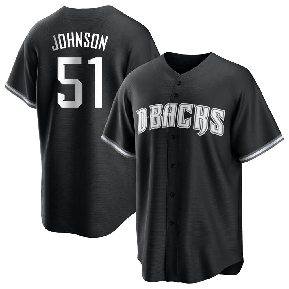 Elroe A.Diamondbacks #51 Randy Johnson Player Black White Replica Alternate Stitched Jerseys