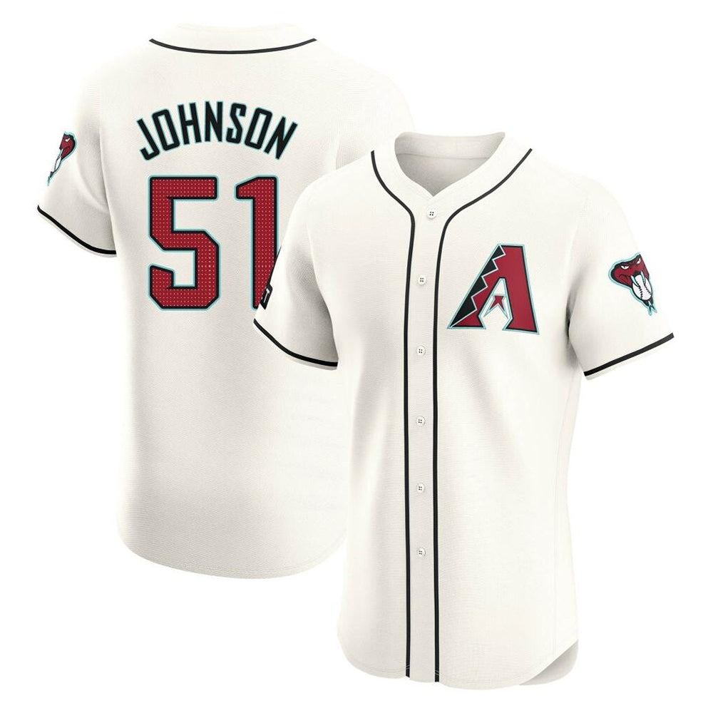 Elroe A.Diamondbacks #51 Randy Johnson Player Cream Elite Home Patch Stitched Jerseys