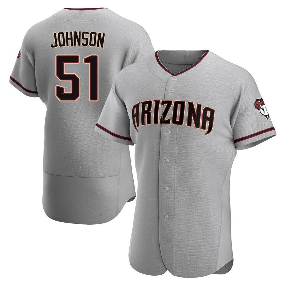 Elroe A.Diamondbacks #51 Randy Johnson Player Gray Authentic Road Stitched Jerseys