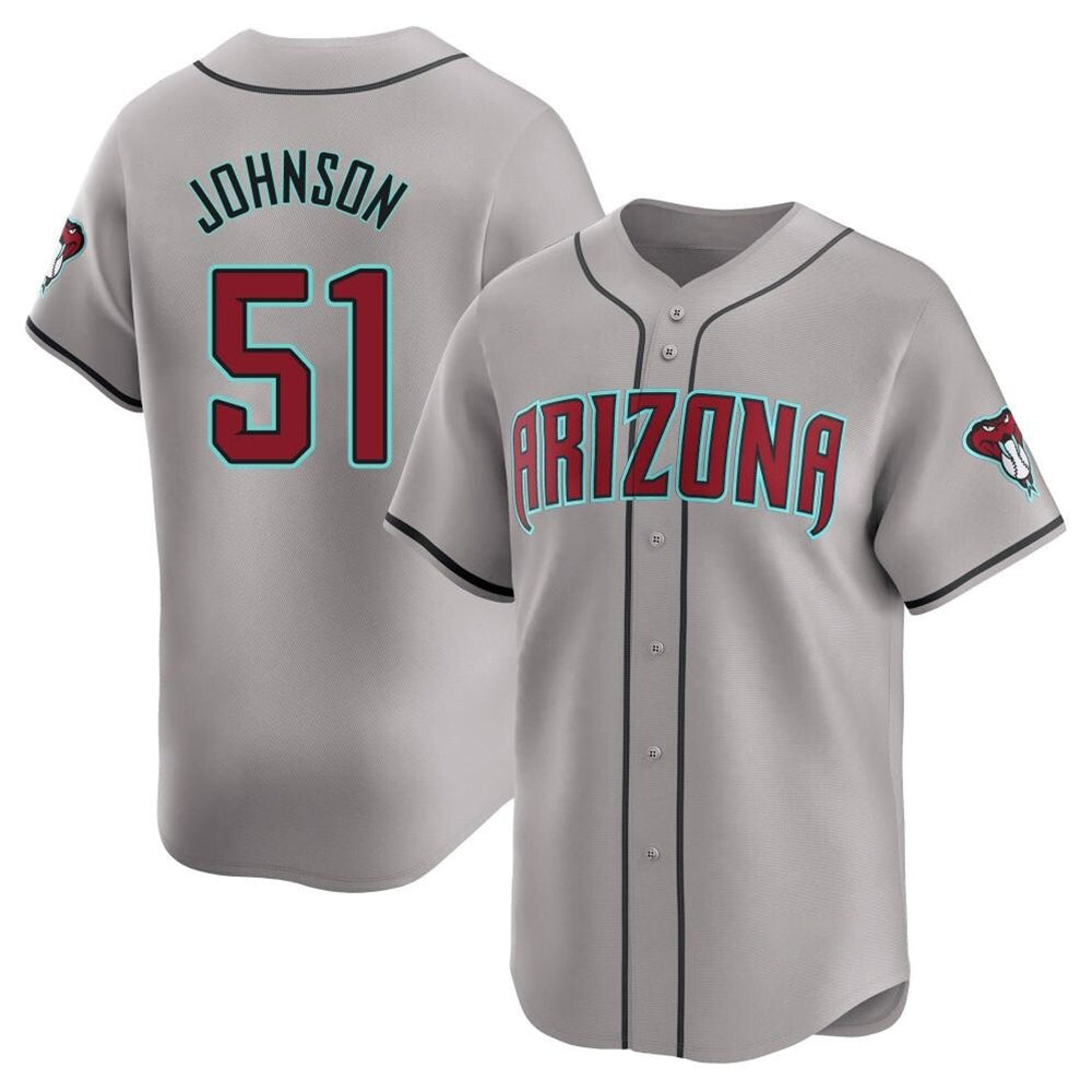 Elroe A.Diamondbacks #51 Randy Johnson Player Gray Limited Away Stitched Jerseys