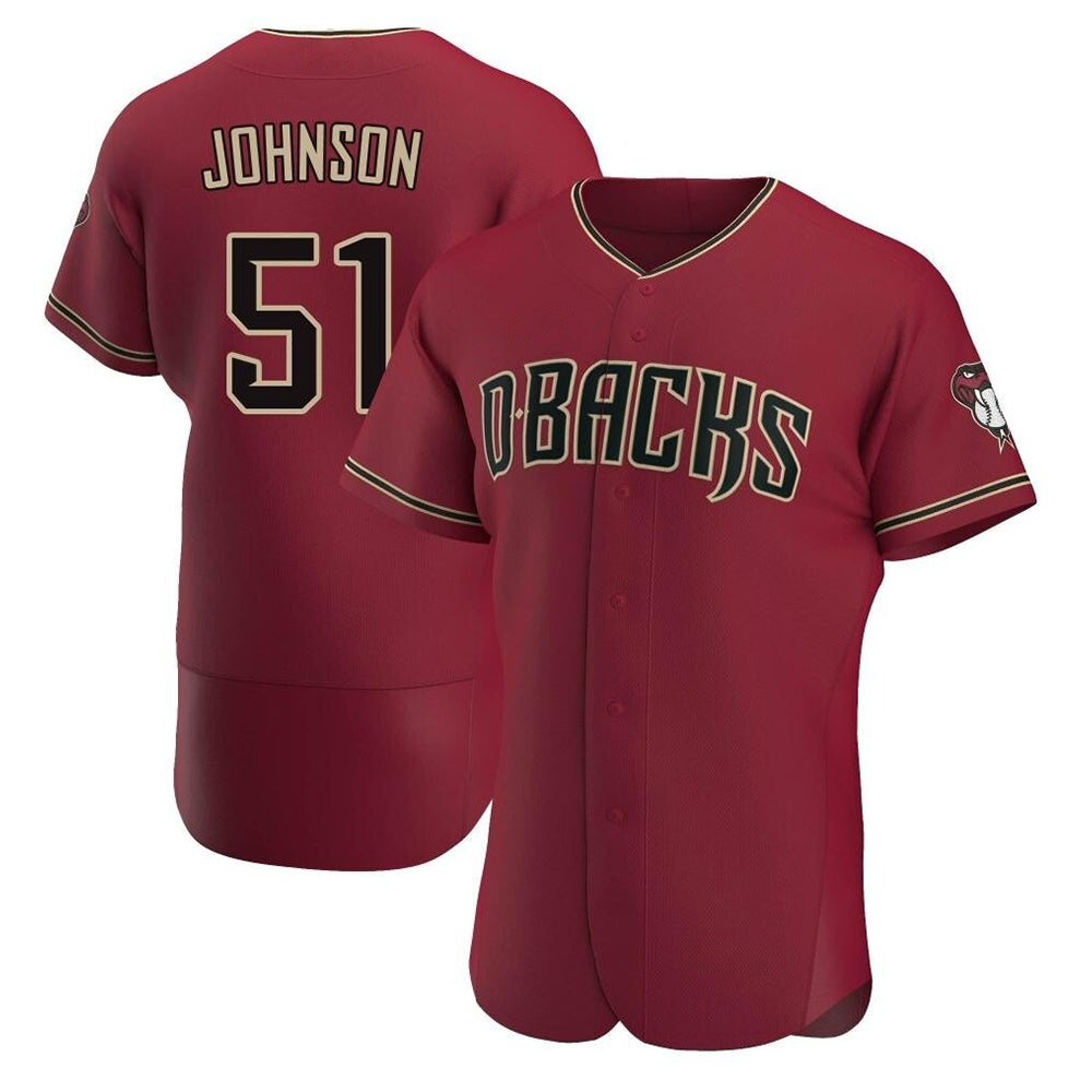 Elroe A.Diamondbacks #51 Randy Johnson Red Authentic Crimson Alternate Stitched Jerseys