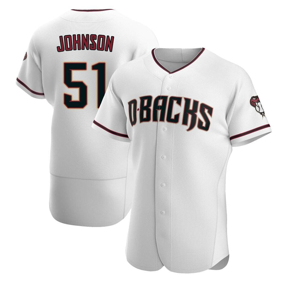 Elroe A.Diamondbacks #51 Randy Johnson White Authentic Crimson Home Stitched Jerseys