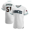 Elroe A.Diamondbacks #51 Randy Johnson White Teal Alternate Authentic Stitched Jerseys